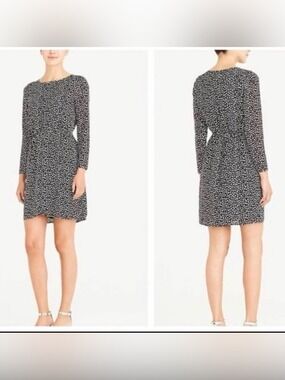 J crew mercantile heat print long sleeve ponded elastic waist dress 0